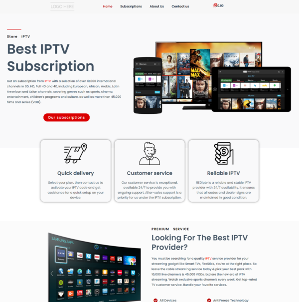 Red Template IPTV N04 - Bold & Professional IPTV Design