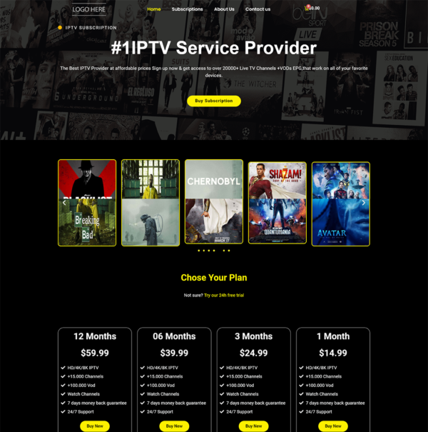 Template IPTV N01 - Clean & Responsive IPTV Store Design