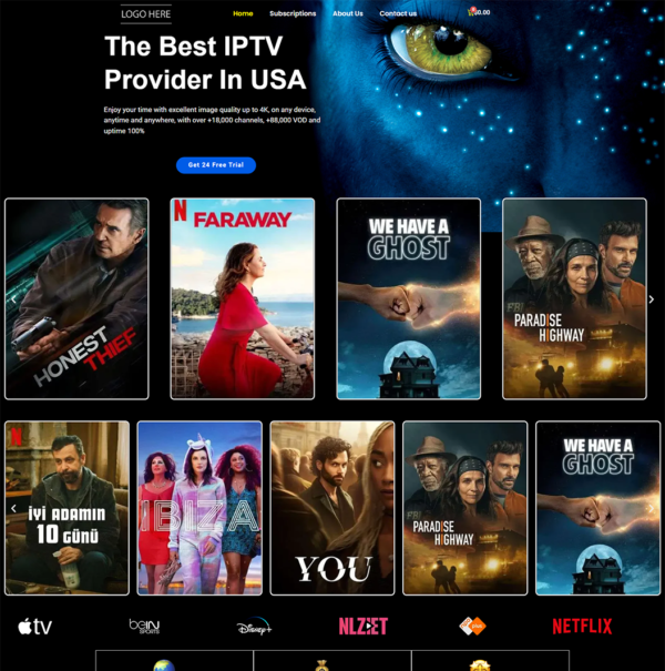 Avatar Template IPTV N07 - Sleek & Modern IPTV Store Design